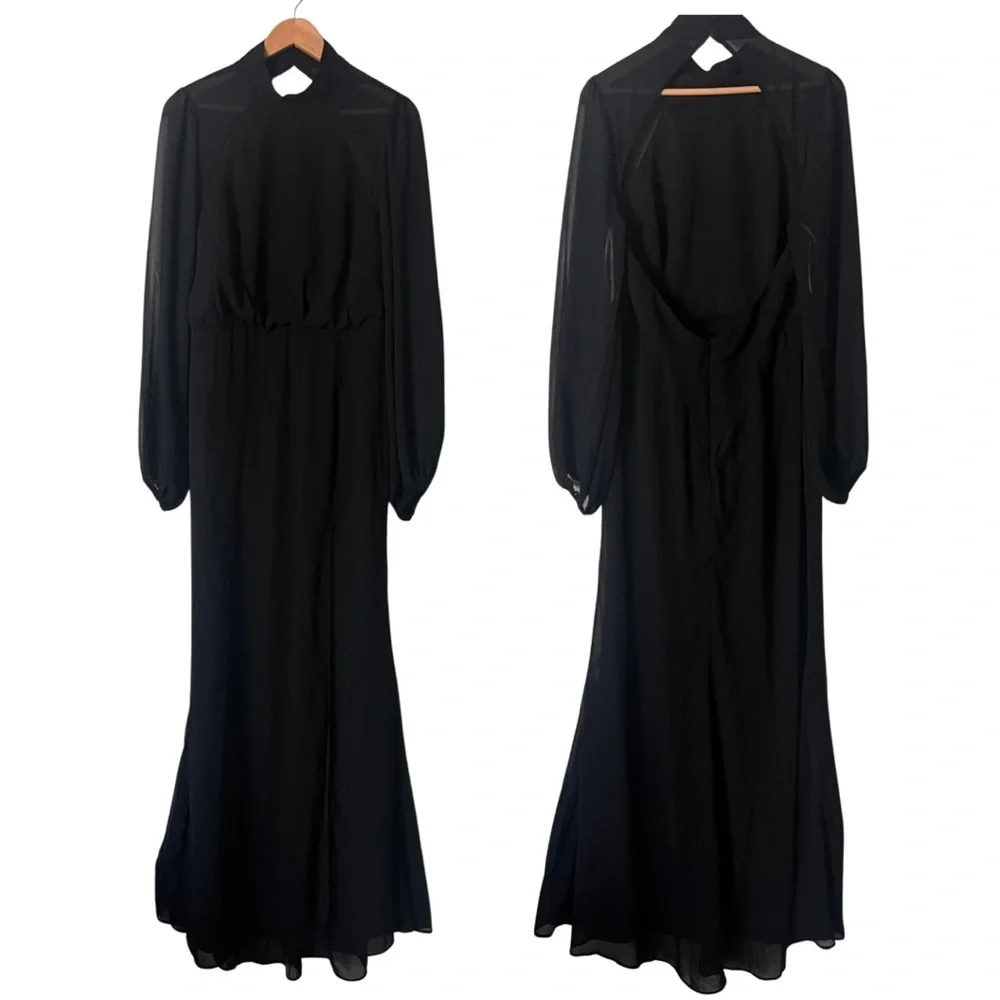 Lulus Seeking Sophistication Black Backless Balloon
Sheer Sleeve Maxi Dress, XL - Picture 2 of 13